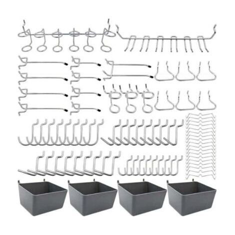 Porte-outils de Crochets pour Panneaux Perforés avec Bacs, Verrous à Chevilles, pour Organiser Divers Outils, 80 pièces