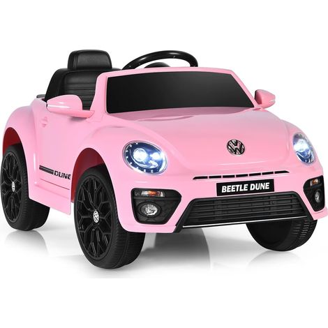 COSTWAY Coche Eléctrico Volkswagen Beetle para Niños 12V, Coche de bateria para Niños con Control Remoto, Luces, Asiento Cómodo, Doble Puerta, Música, Vehículo Motorizado para Niños (Rosa) (1/5)