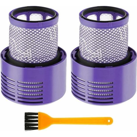 2 Paquet Lavables Réutilisables Filtre de Remplacement pour Dyson V10 SV12 Cyclone Animal Absolute Motorhead Total Clean Pro Extra Aspirateur Sans Fil avec Brosse de nettoyage (1/5)