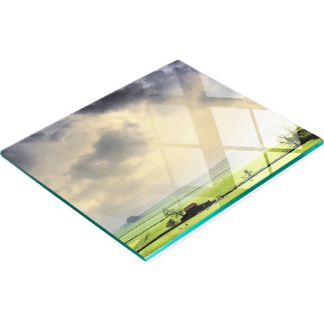 Vassoio decorativo in vetro con grafica per servire snack Pola 60x52 cm (1/5)