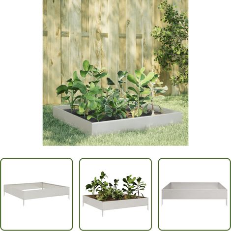 Jardin - Lit surélevé de jardin 100x100x26 cm acier inoxydable (1/5)