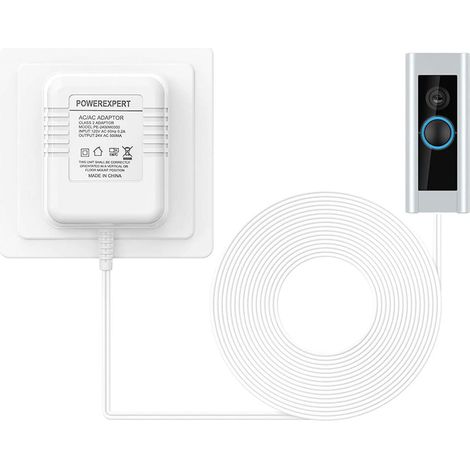 Transformateur sonnette 24V/500mA blanc 5m pour Video Doorbell Alimentation secteur 24V/500mA pour sonnette, installation simple et rapide, sécurité optimale (1/5)