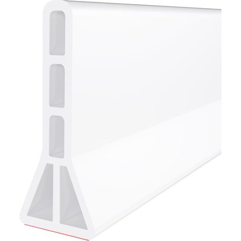 Pare-éclaboussures de seuil de douche de 3 pouces de haut, pare-éclaboussures de douche pliable de 200 cm, convient aux douches sans seuil (blanc).