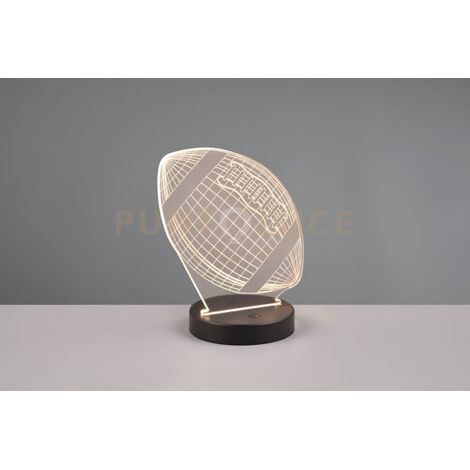 FOOTBALL LAMPADA DA TAVOLO LED 3,2W 250lm, 3000K DECORO PALLONE DA FOOTBALL ANCHE CON EFFETTO RGB H. 22CM