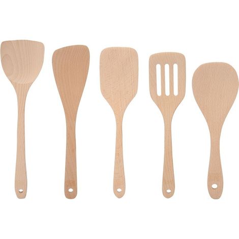 de 5 pièces comprenant une spatule et une cuillère en bois (1/5)