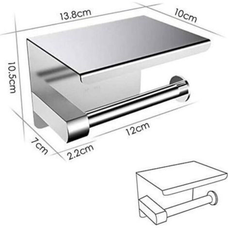 Porte-Papier Toilette Mural avec Étagère - Support WC en Acier Inoxydable 304 - Distributeur pour Salle de Bain et Cuisine - Design (1/4)