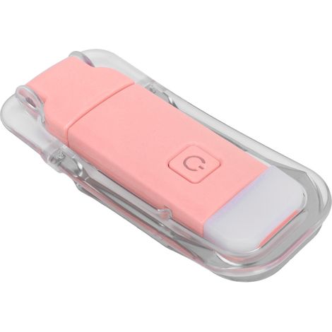 Lampe de lecture LED à pince, rechargeable par USB, 3 niveaux de luminosité, lumière blanche chaude, rose, idéale pour la lecture nocturne. (1/5)