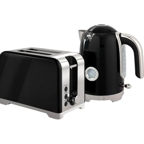 Set hervidor y tostadora retro negro 1,7 l 2200 W con termómetro y 7 niveles (1/5)
