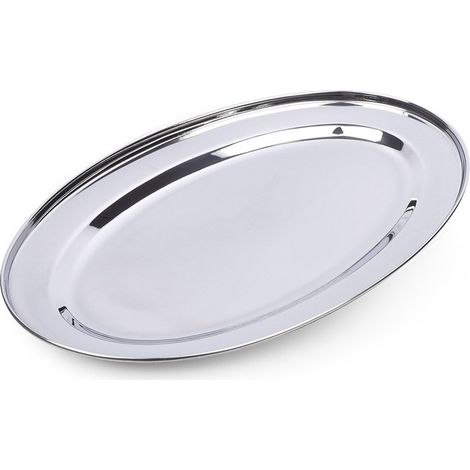 Bandeja de servicio ovalada de acero inoxidable para todos los platos (1/5)
