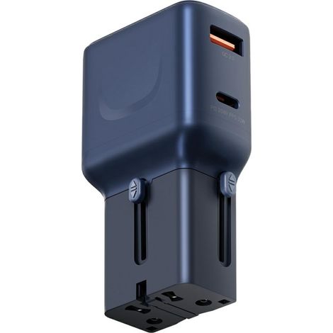 Adattatore Energea TravelGo 35 USB-A/USB-C Caricabatterie da parete 35W Blu (1/5)