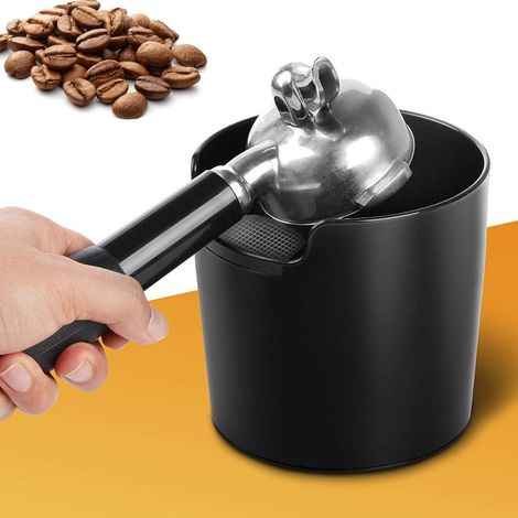 Abklopfbehälter pour porte-filtre, Knock Box Espresso, récipient à marc de café, Tresterbehälter, boîte de récupération de dosettes, antidérapant, amortissant, accessoire Barista, Knockbox noire (1/5)