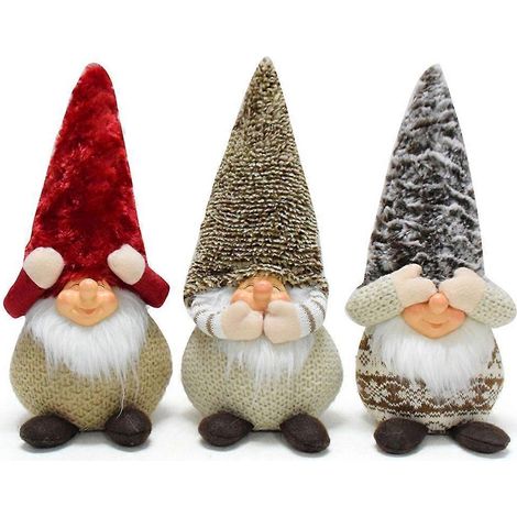 3 Poupées Lutins de Noël 3 Pièces, Nains Décoration Maison Artisanale, Figurines en Polyester pour Sapin et Déco Festive (1/4)