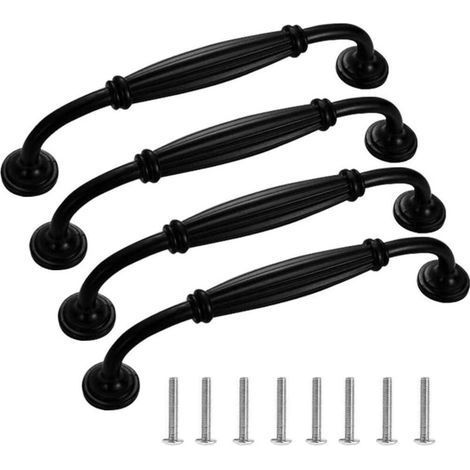 4er-Pack Möbelgriffe, schwarz, für Küche und Schrank, Schubladen, Schlafzimmermöbel, Lochabstand 128 mm – Fei Yu (1/5)
