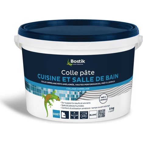 Bostik – Colle pour carrelage 3kg – Étanchéité forte pour cuisine et salle de bains – Résistante aux moisissures – Séchage rapide