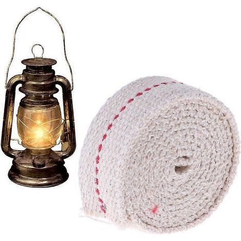 Mèche plate en coton de qualité supérieure pour lampe à pétrole, pour lanterne à pétrole, avec couture rouge, 2 cm de large, rouleau de 1 m ( ) (1/5)