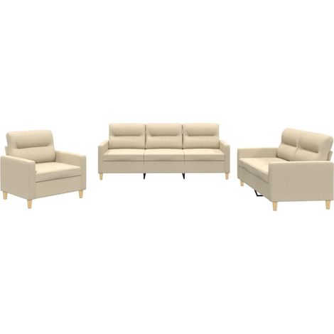 Maison Exclusive - 3dílná sedací souprava s poduškami krémová textil (1/5)
