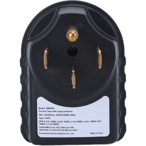 Adaptateur de prise 50 A mâle vers 50 A femelle 3150J avec protection contre les surtensions 125/250 V pour caravanes et camping-cars, avec indicateur LED et témoin lumineux. (1/5)
