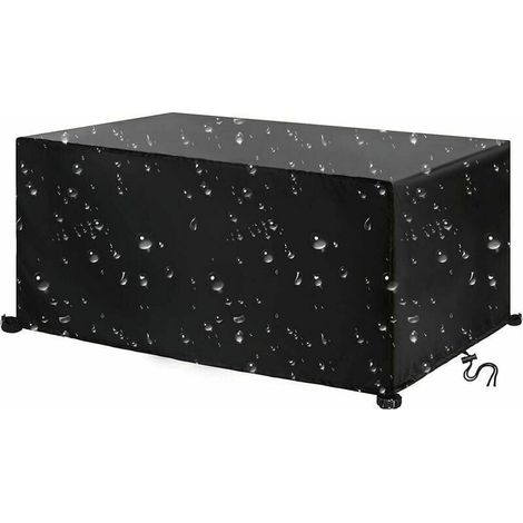 Leju Art Garden Furniture Cover, 420 Oxford Fabric, Garden Protector, Waterproof, Windproof, UV Protection, Rectangular Table Cover, 220 x 110 x 75 cm, Black, 220 x 110 x 75 cm (1/4)