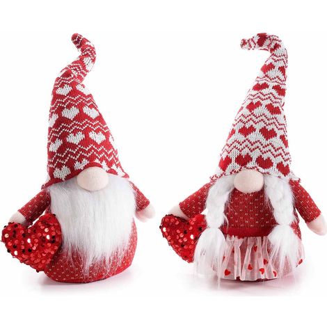 Babbo e Mamma Natale in Maglia con Cuore di Paillettes - Decorazioni Natalizie Imbottite (1/2)
