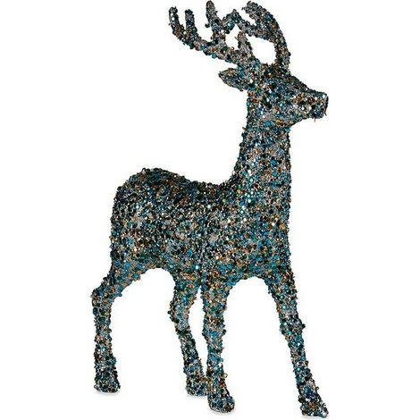 Weihnachts-Rentier Krist+ Blau Gold Rentier 15 x 45 x 30 cm