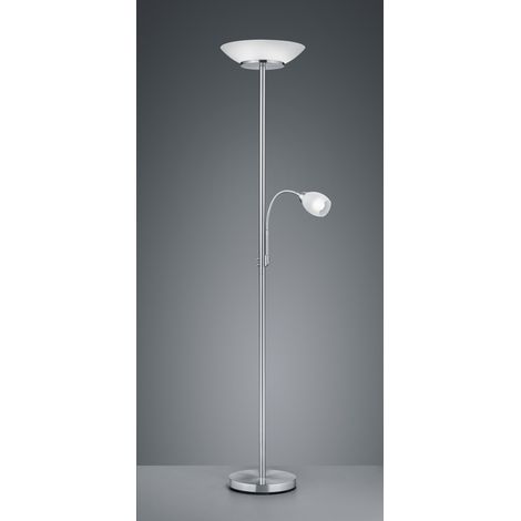 Lámpara de Pie con Punto de Lectura Gerry Niquel Cristal Blanco Ø34 cm Trio Lighting