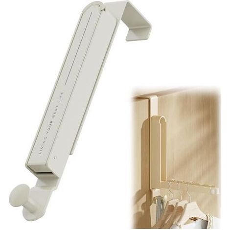 Over-the-door hook, foldable clothes drying rack with extendable crossbar. Portable for travel and home. Ideal for clothes, towels, and hats. (1/5)