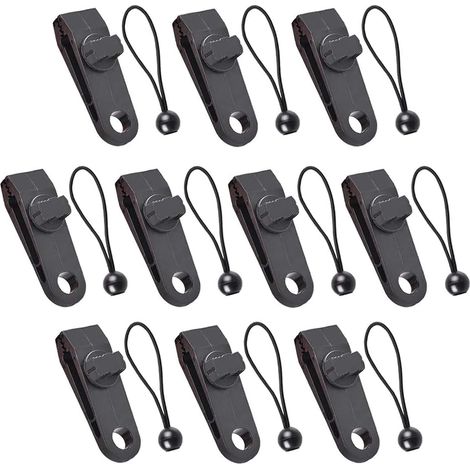 CSPARCV 10er-Set Multifunktionale Planenclips, Zeltklemmen mit schwarzem Gummiband für Planen, Markisen, Camping, Wohnwagen und Abdeckungen (1/5)