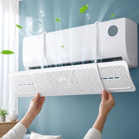 Déflecteur de Climatisation Universel 60-94 cm Pare-Air pour Climatiseur Split Mural, Déflecteur d’Air Réglable 270°, Panneau Micro-Perforé Anti Souffle Direct, Blanc (1/5)