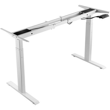 Cadre de bureau assis-debout double moteur, hauteur réglable 70-117 cm, longueur 110-178 cm, pieds électriques pour poste de travail DIY, cadre blanc uniquement. (1/5)