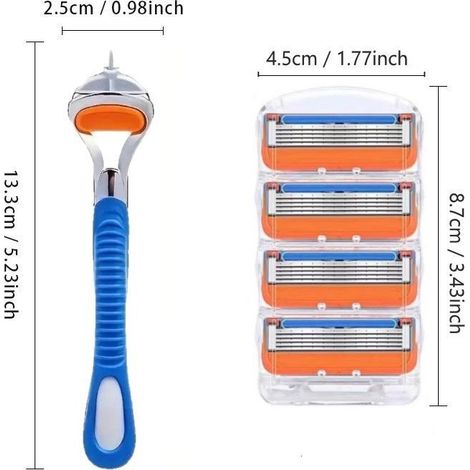 Ersatzköpfe für Gillette Fusion 5-Klingen-Rasierer (orangefarbener Kopf mit 4 Klingen + 1 Rasiererständer) (1/5)