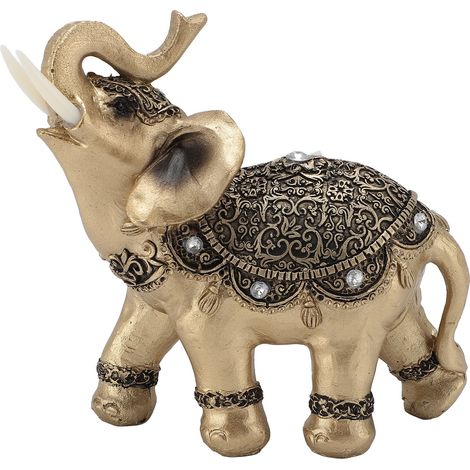 Statue d'éléphant dorée, Sculpture en résine, bonne chance, richesse, pour meuble TV, entrée, décoration de la maison L (1/5)
