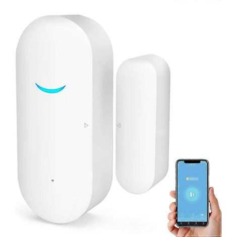 Capteur porte‑fenêtre WiFi Tuya, alarme intelligente notifications app, sans hub, compatible Alexa et Google Home (26 s) (1/5)