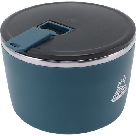 Bol à nouilles instantanées en acier inoxydable avec couvercle, égouttoir avec couvercle, support pour téléphone pour dortoir, 1300 ml, grande capacité, bleu (1/5)