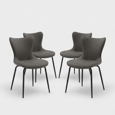 4er-Set gepolsterte Esszimmerstühle aus Kunstleder und Metall Viola - Grau (1/5)