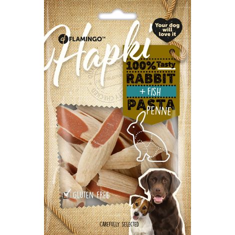 Friandise Hapki Penne avec lapin et poisson 85 g pour chien - Flamingo (1/5)