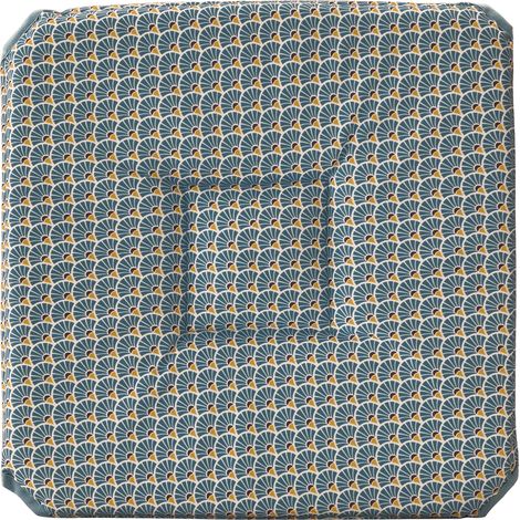Galette de chaise anti-taches à rabats Paon bleu foncé
