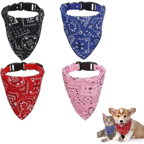 Lot de 4 Bandanas pour Chien,WOVTE Chiens de Bandana Ajustable Foulard Triangle Bavoirs Chien Accessoires pour Animaux (1/4)