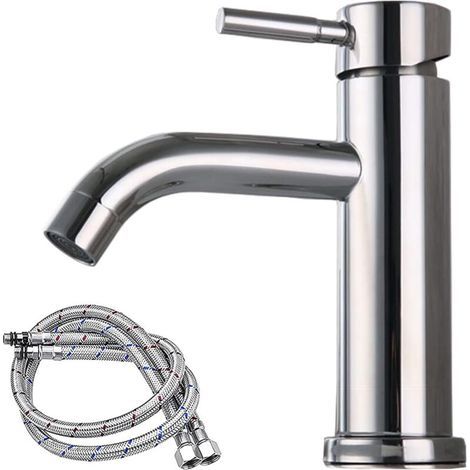 MSBD Grifo de baño, grifo de lavabo de acero inoxidable, uso en el baño (plata)- (1/5)