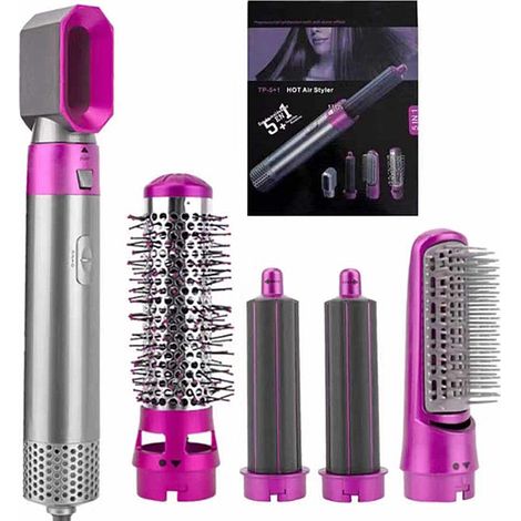 Brosse à sèche-cheveux Air Curler amovible Kit pour sécher les curling Lisseur à cheveux 5 en 1 Rose (1/5)