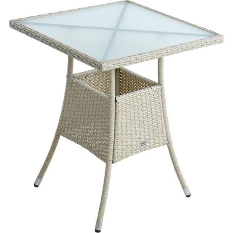 Polyrattan Balkontisch Rattan Tisch Beistelltisch Gartentisch 60 cm Beige (1/5)