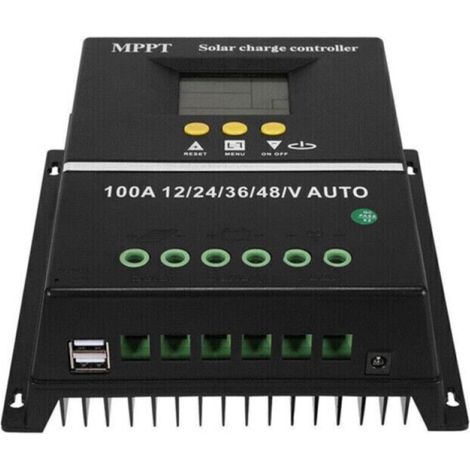 100A 12V/24V/36V/48V Solar Charge Controller, PV Battery Regulator with Dual USB Ports