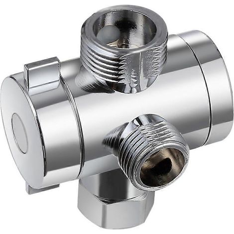 Raccord de tuyau de douche en T chromé ABS à 3 voies avec inverseur, pour robinet d'angle, bras de douche et WC. (1/5)
