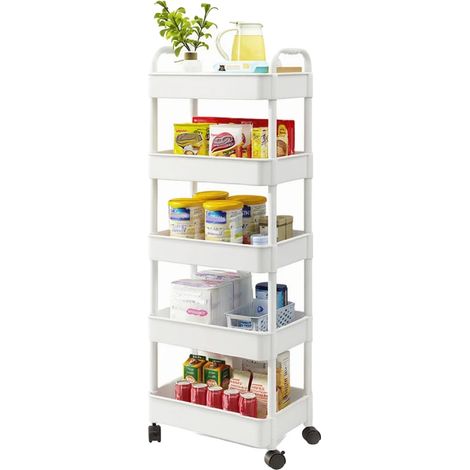 Carrello portaoggetti, 5 ripiani, facile da montare, WH (1/2)
