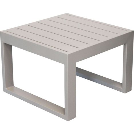 Mesa de centro de jardín de aluminio cuadrada color beige agrisado 45x45cm mod. Cuba
