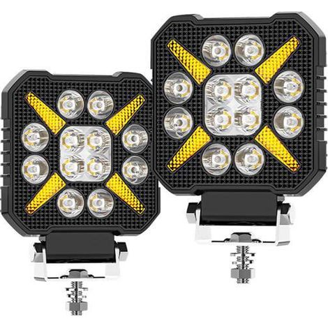 Zwei neue LED-Arbeitsscheinwerfer für Kraftfahrzeuge, 4-Zoll-Offroad-Scheinwerfer, hochleistungsfähige quadratische Gabelstaplerscheinwerfer. (1/4)