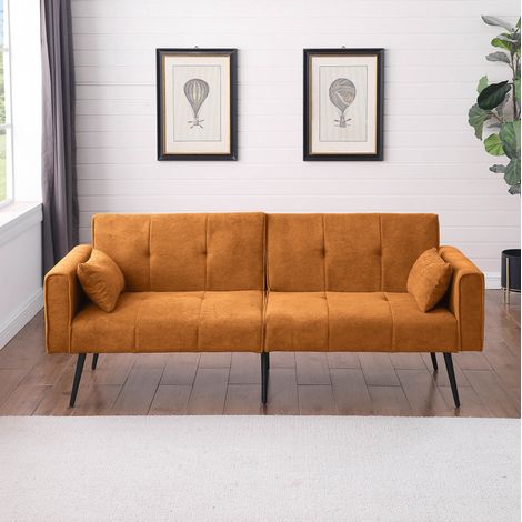 Canapé Stoff Orange mit Cordbezug und Metallfüßen (1/5)