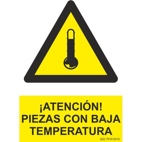 Señal ¡Atención Piezas Con Baja Temperatura Con Tintas UV SEKURECO                         100 x 150 mm                          ADHESIVOS DE VINILO