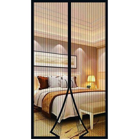 Moustiquaire Porte Fenetre Aimantée Magnetique, Rideaux Anti Mouches pour Porte, Rideaux Toile Insect Ecran, Moustiquaire Baie Vitree Coulissante, Magnétique Moustique Sans Perçage (100 x 210cm, noir) (1/5)