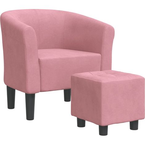 Comoda poltrona lounge dal design moderno con poggiapiedi in velluto rosa DEC026432