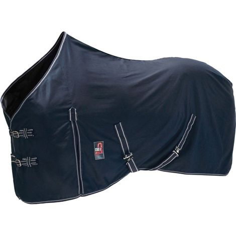 125 cm, blu: Couverture doublée de coton avec tissu extérieur en polyester durable avec fentes latérales et sangles élastiques (1/3)